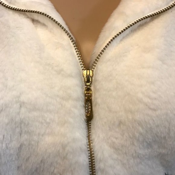 NWOT First Snow Mixed Faux Fur Cable Knit Sleeve Hooded Cardigan Coat - Picture 14 of 16